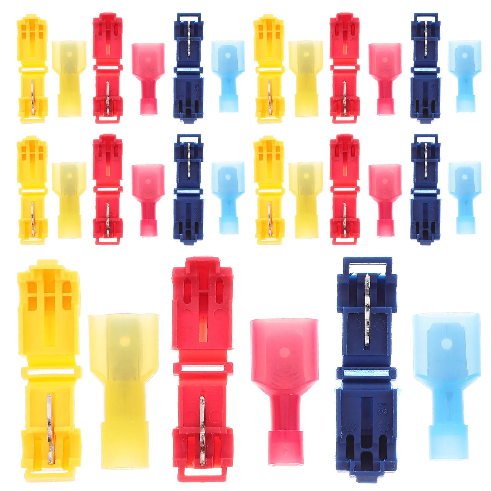 60Pcs T-Tap Wire Connectors Self-Stripping Quick Disconnect Terminal Kit Brass Core Plastic Housing for Automotive Marine Low