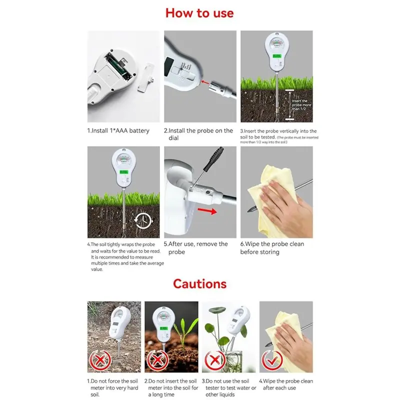 【RECOMMEND】درجة الحرارة/رطوبة PH/رطوبة ضوء الشمس/الخصوبة 6In1 متعددة الوظائف جهاز اختبار رطوبة التربة مقياس اختبار التربة #2