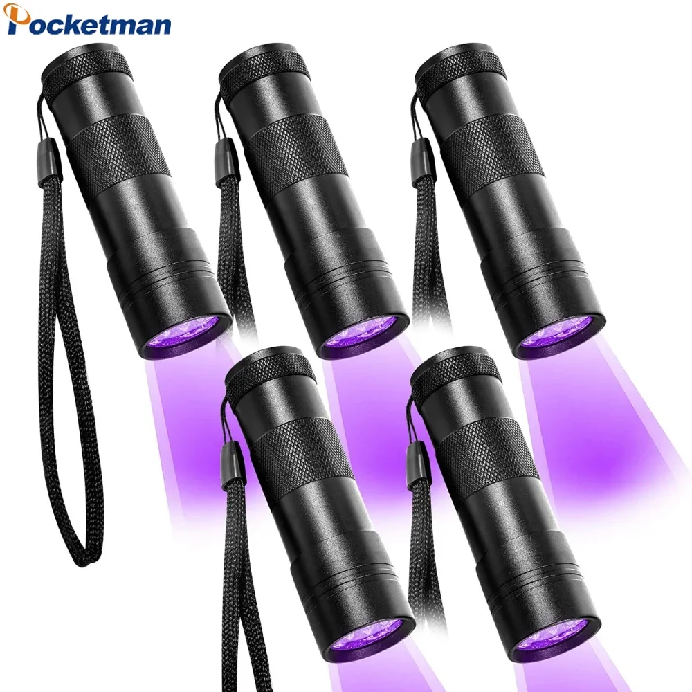 

1-5 Pack 12LED UV Flashlight 395nm Black Light Flashlights Ultraviolet Lamp Torch UV Light Detector for Pet Urine Stain Scorpion