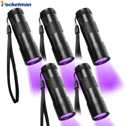 1-5 Pack 12led Uv Zaklamp 395nm Zwart Licht Zaklampen Ultraviolet Lamp Zaklamp Uv Licht Detector Voor Huisdier Urine Vlek Schorpioen