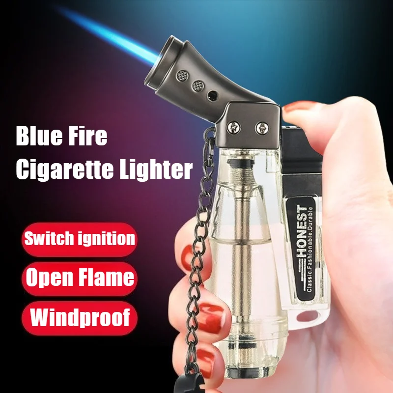 

New Cigar Igniter Windproof Welding Gun Lighter Blue Fire Open Flame Butane Inflatable Cigarettes Lighters & Smoking Accessories