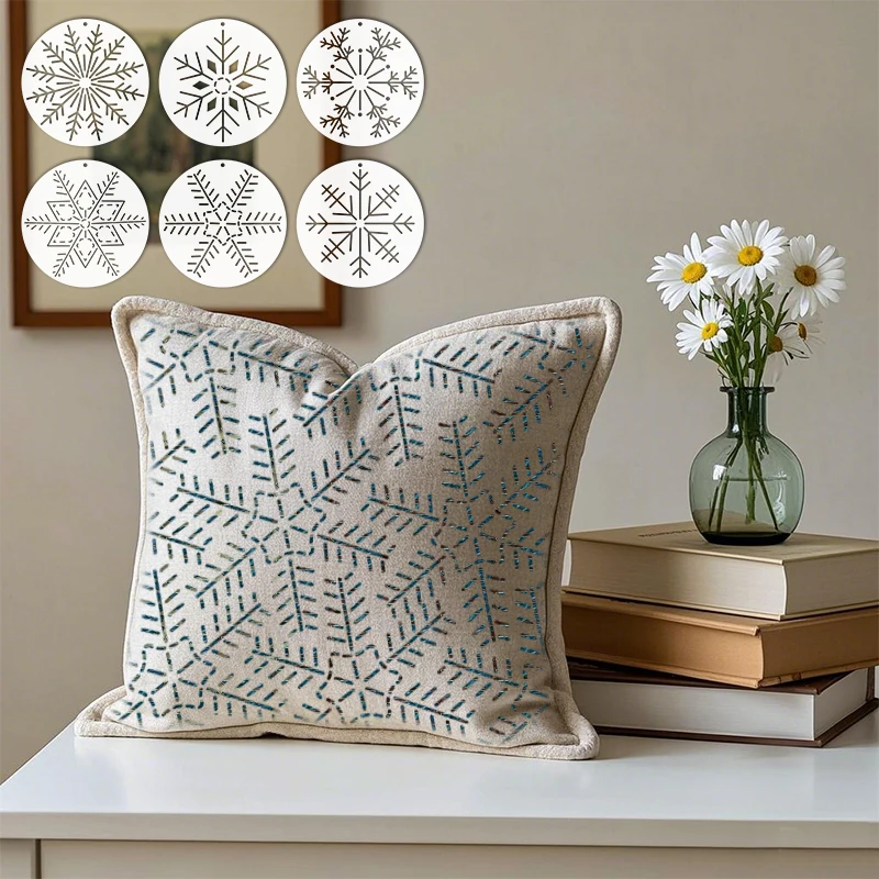 6pcs Sashiko Snowflake Embroidery Template Set