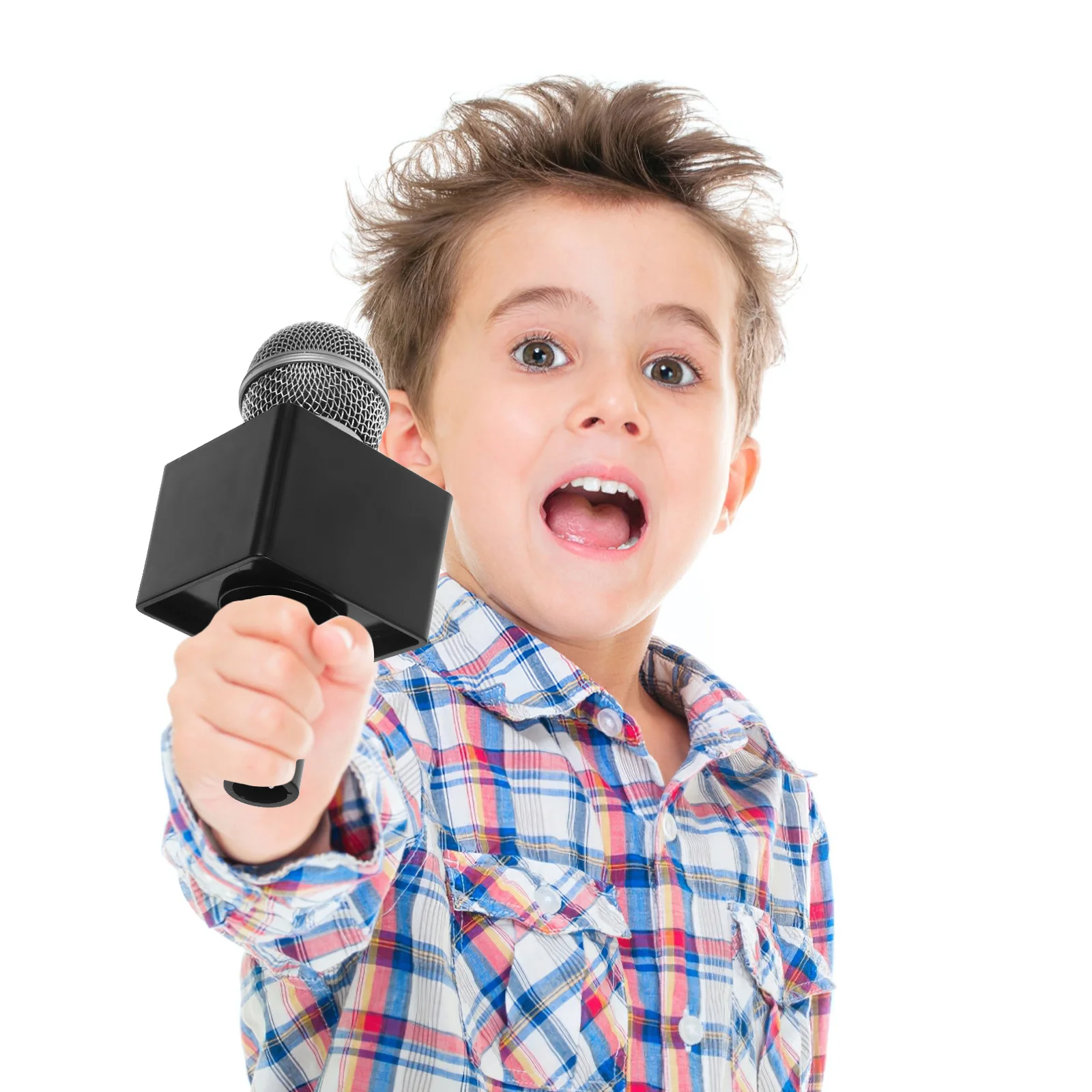 

18Cm Fake Microphone Prop For Kids Role Play Party Square Cube Flag Simulation Pretend Play Microphone Lightweight Plastic Kids