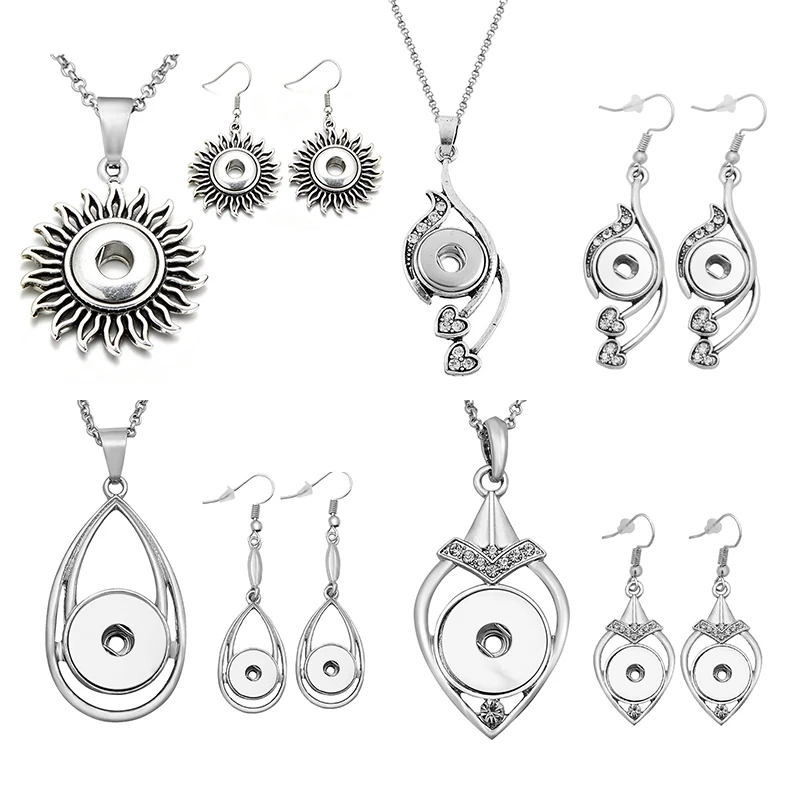 Sunflowers Tear Drop Hearts Love Beauty small buttons pendant Neclace earrings fit 12mm snap buttons DIY snap jewelry