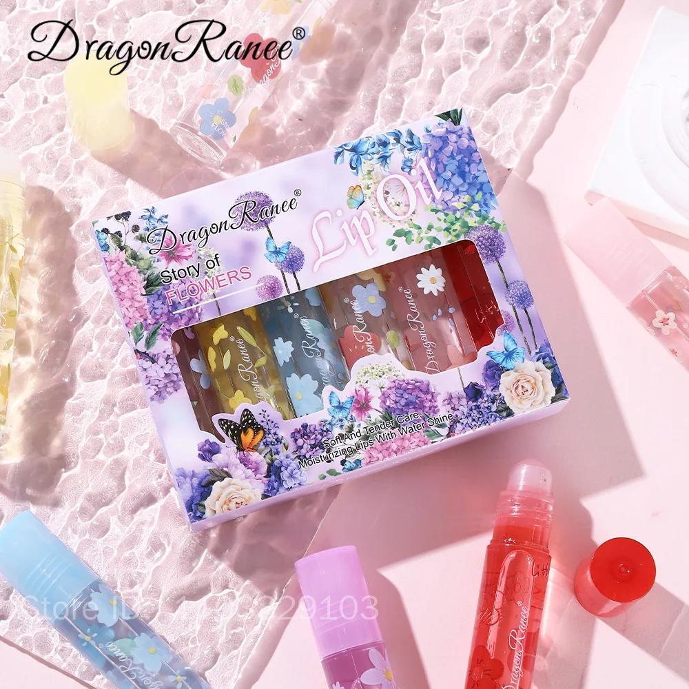 Baume à lèvres à bille aux fruits frais, 6 pièces, huile transparente et hydratante, brillant à lèvres hydratant longue durée, maquillage pour femme, cosmétiques