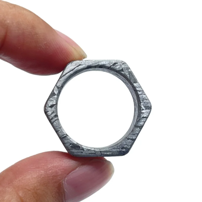 Muonionalusta Meteorite Geometric Ring, Premium Collectible