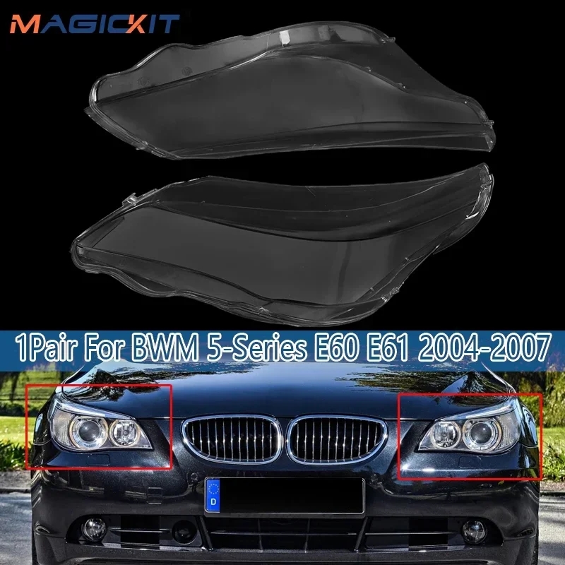 Right & Left Car Headlight Lens Glass Lampcover Cover for BMW E60 E61 Headlamp Clear Lens Auto Shell Cover 2003-2010