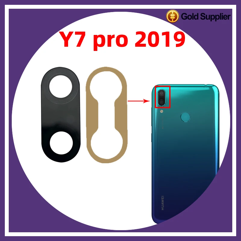 

Стеклянный объектив задней камеры для Huawei Y7 pro 2019, стеклянный объектив камеры, стекло с наклейкой, замена, ремонт