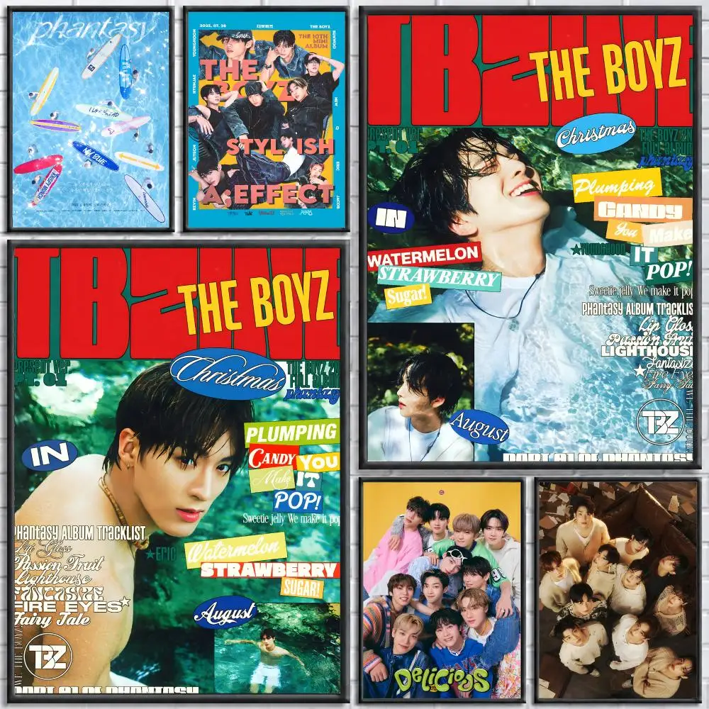 Idol Group THE BOYZ Poster Self-adhesive Art Waterproof Paper Sticker Coffee House Bar Room Wall Decor