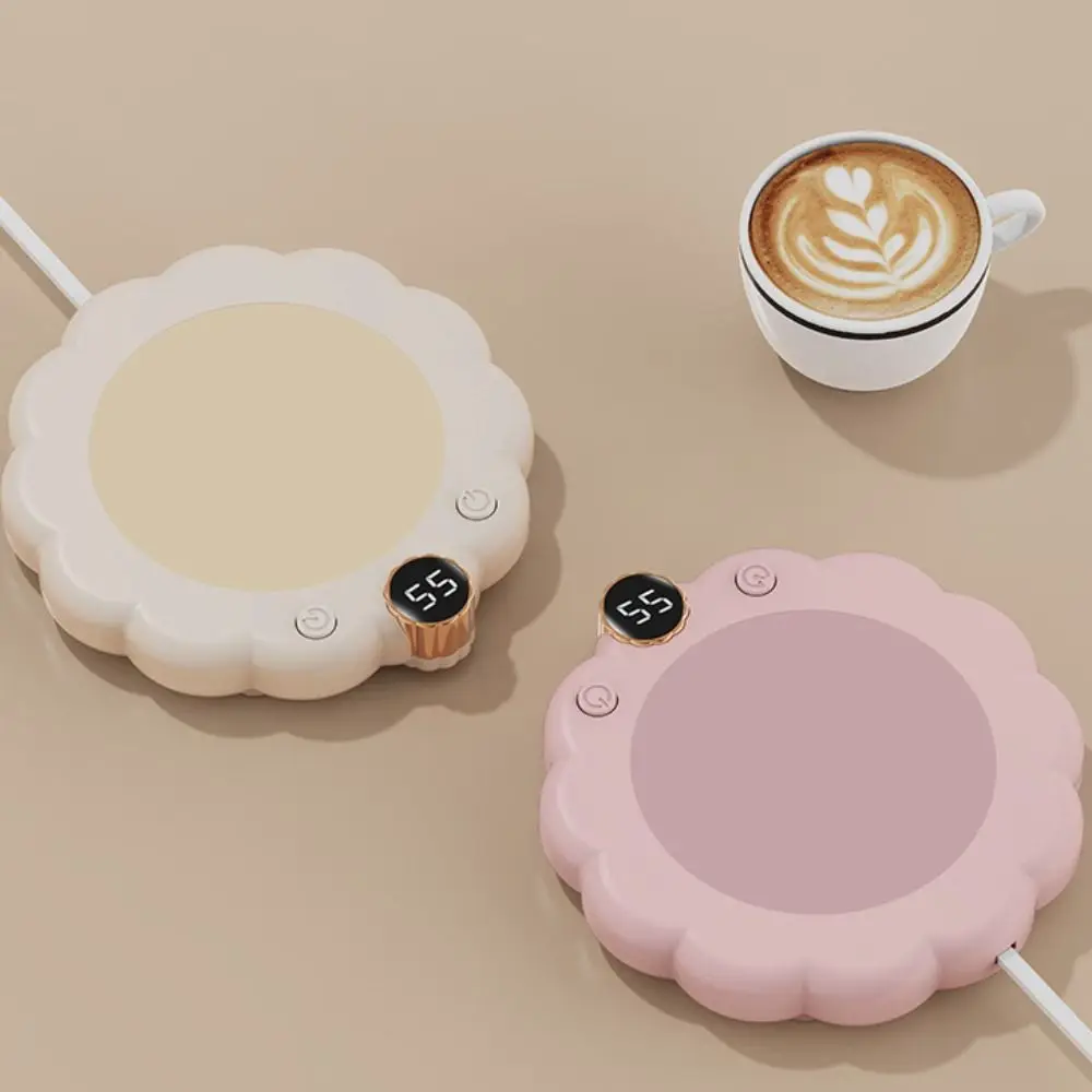 

Flower Shaped Thermostatic Coaster Adjustable Temperature Digital Display Constant-temperature Coaster Intelligent Anti-dry Burn