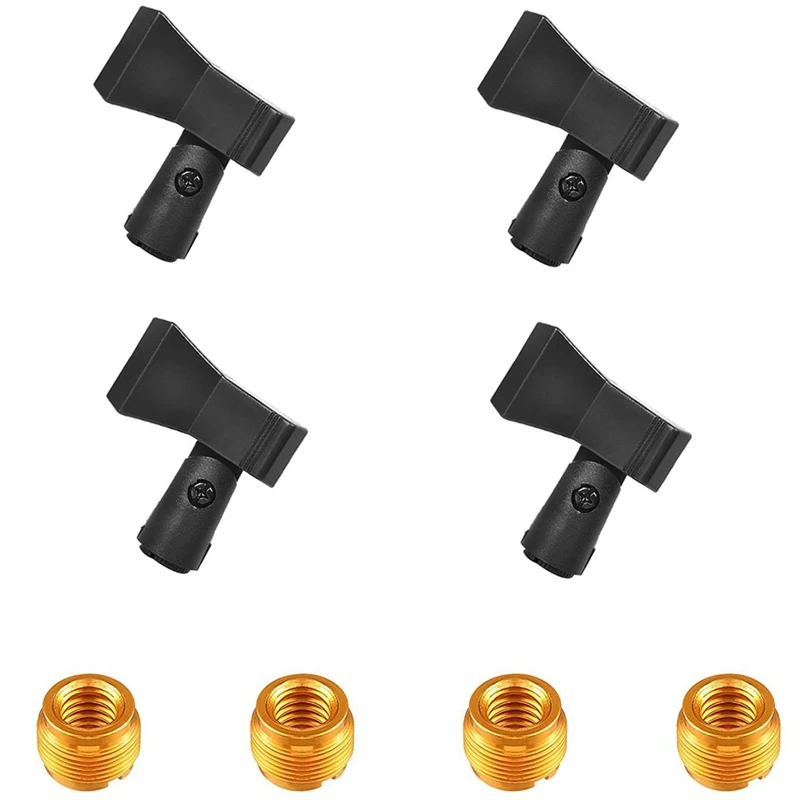 Mic Clips For Stands Microphone Clip Holder Adjustable Condenser Microphone Stand With 4 Copper Nut Adapters