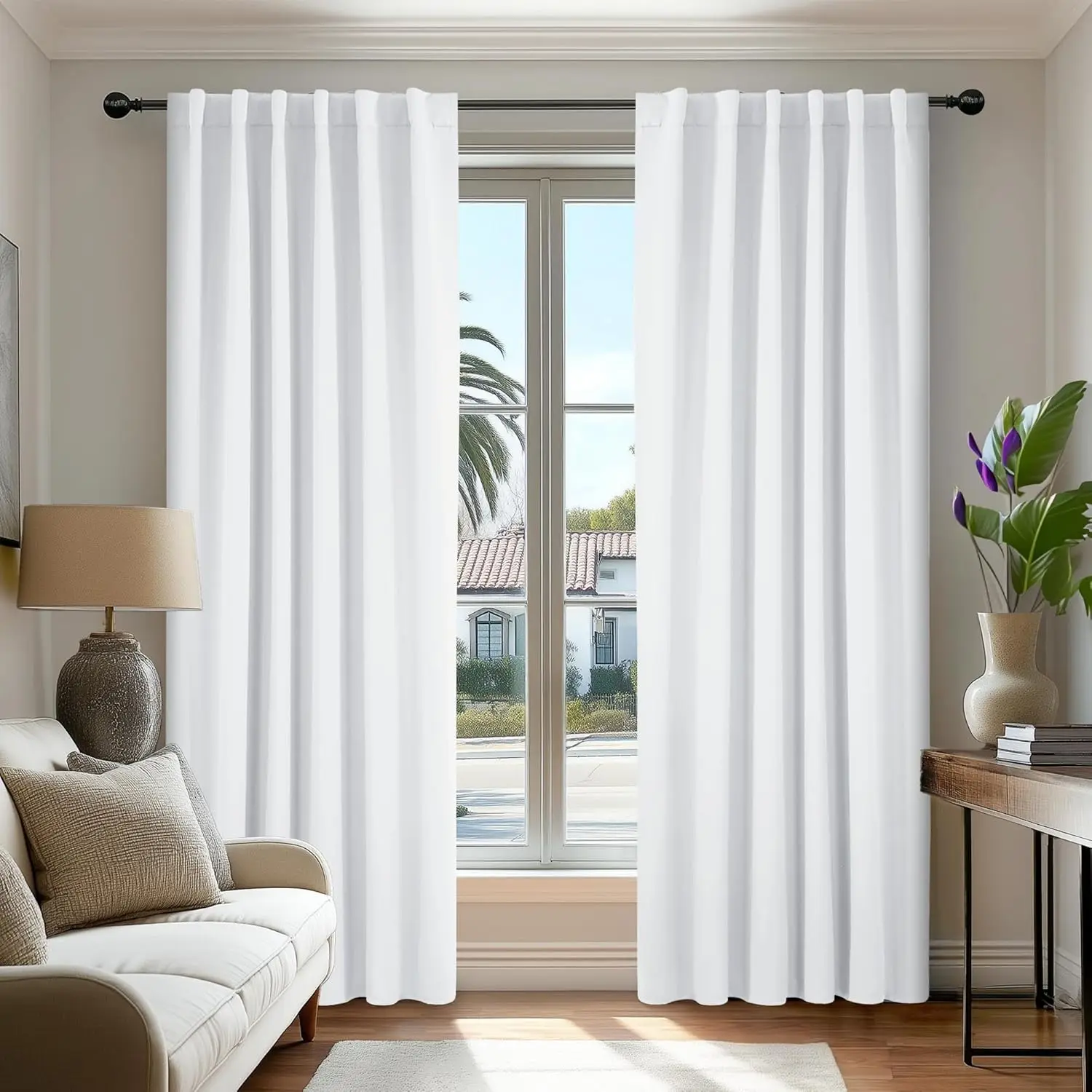 

Solid Curtains – Room Darkening, Noise-Reducing, Thermal Insulated – Energy-Efficient Window Treatment for Bedroom, Li