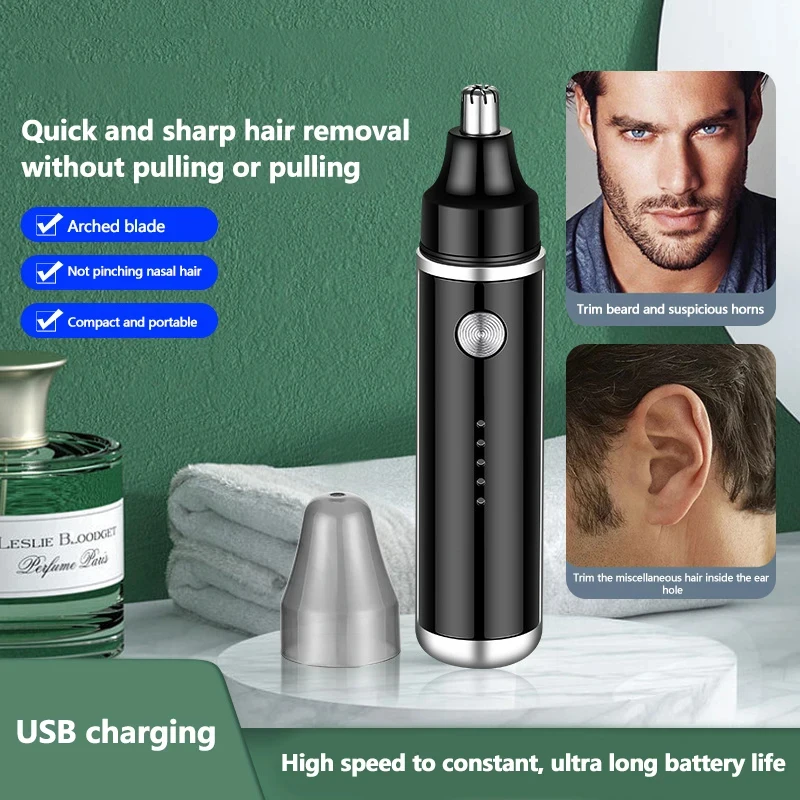 LED Display Rechargeable Nose Hair Trimmer, Waterproof Painless Mini Electric Ear Hair Shaver Portable for Men Travel Home Use