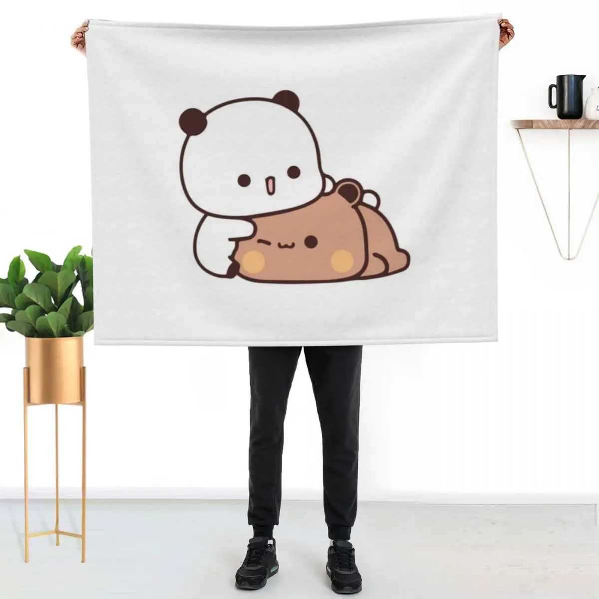 

Bear and Panda Bubu Dudu Balloon Throw Blanket Cozy Napping Blanket Gift for Mom Dad