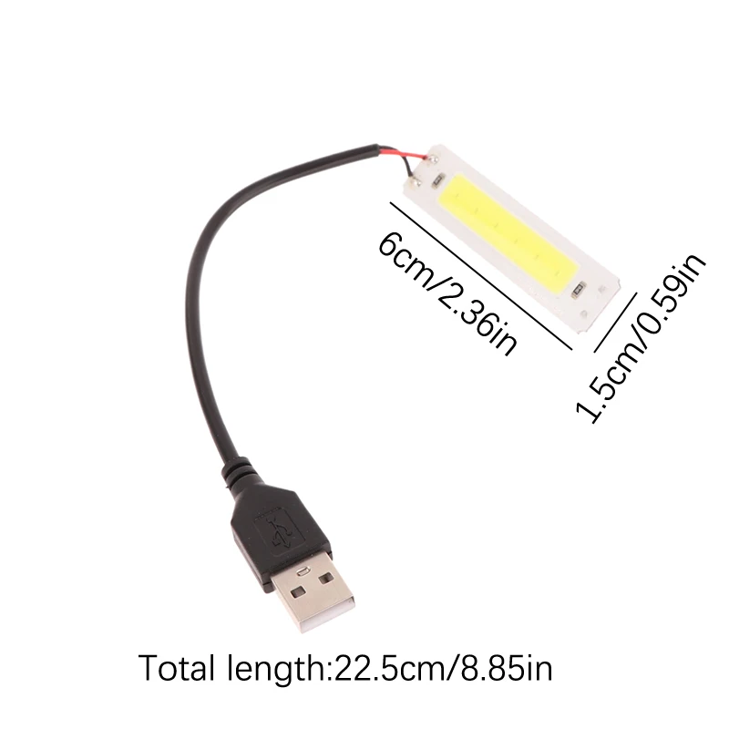 DC 5V USB แหล่งกําเนิดแสง LED 2W COB Strip Bar หลอดไฟ 60x15 มม.เย็นสีขาว 3000K 6500K สําหรับ DIY โคมไฟทํางาน