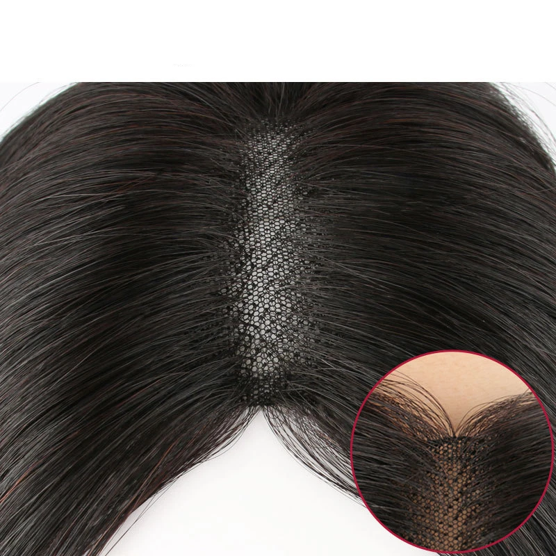 9x11cm Swiss Lace Human Hair Women Topper Hairpieces Clips In with 3D Air Bang for Women Mild Hair Loss Volume