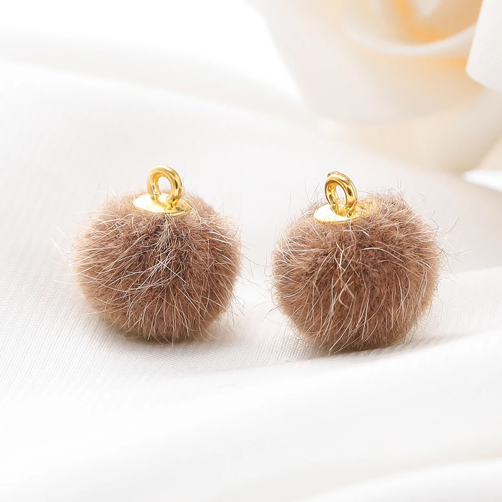 10 stuks pluche bont bedekt bal kralen bedels pompom kralen hanger voor DIY ketting oorbel armband hanger sieraden maken benodigdheden