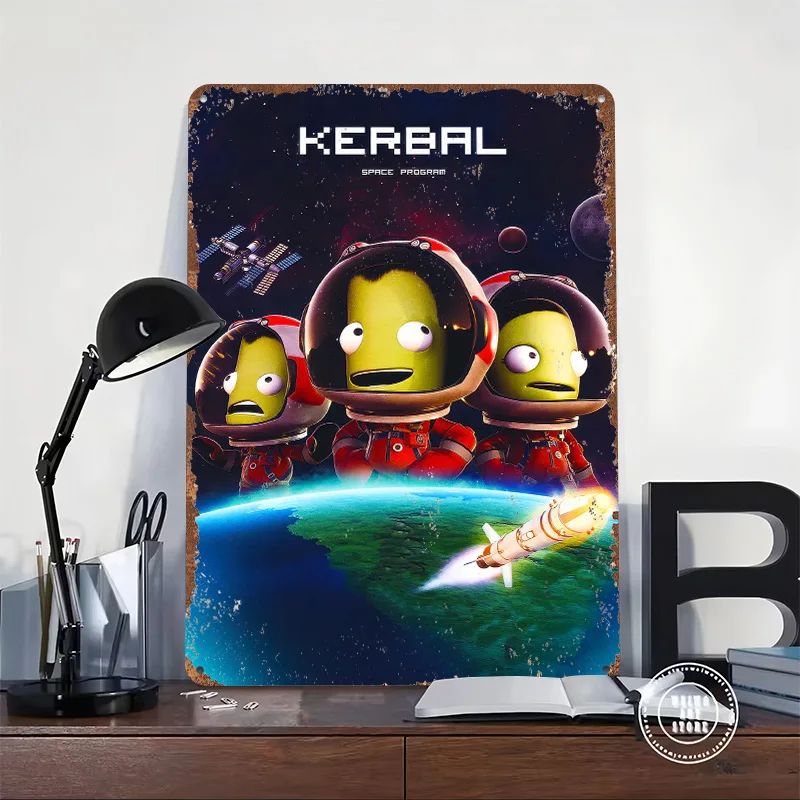 Kerbal Space Program 3D Texture Metal Poster Customized Wall Art Tin Sign Gift for Mancave Home Decor Living Room Man Cave Items