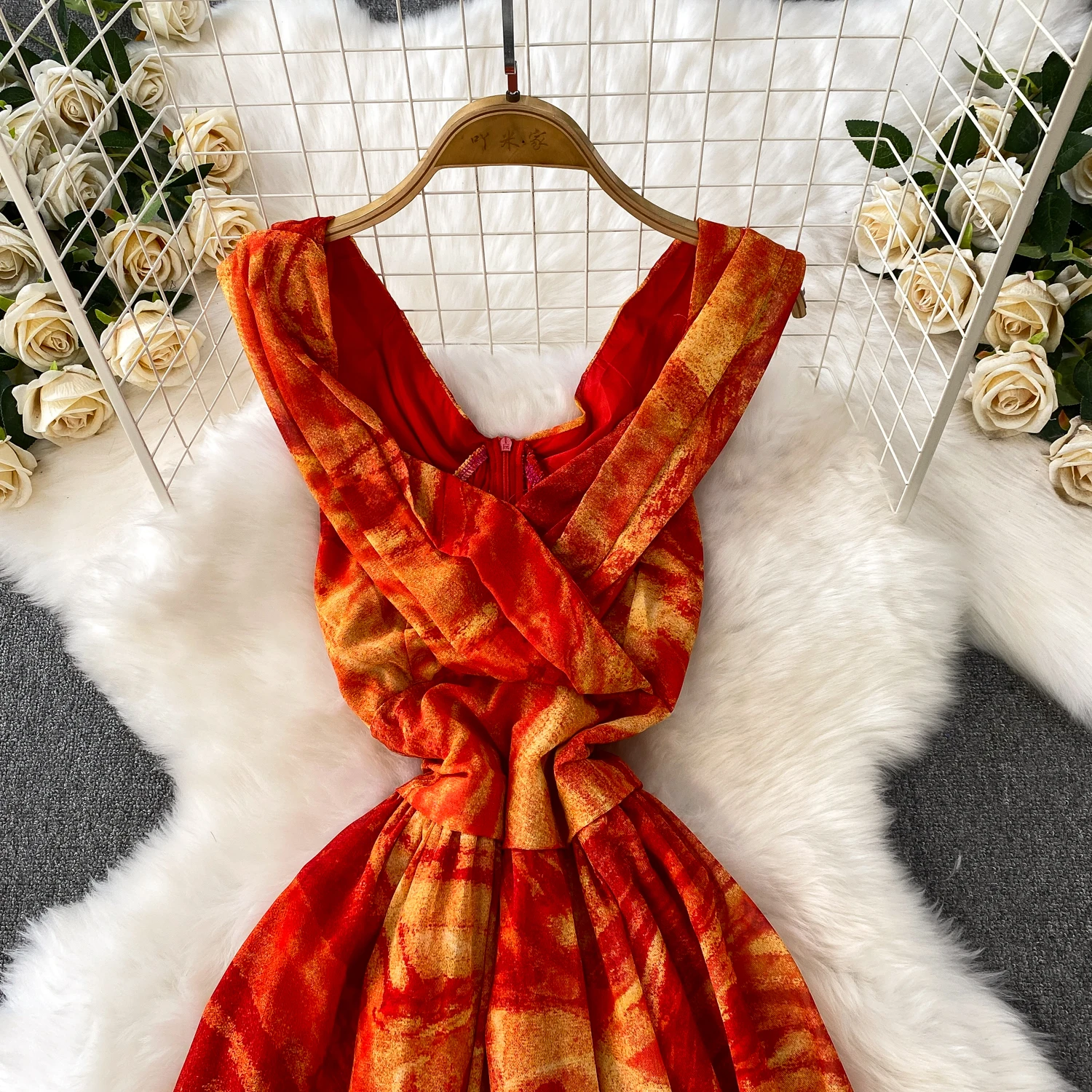 Abito da sera Boho elegante estivo per donna Stampato floreale Twist Vacanza al mare femminile Spacco alto Nuovo nel 2025 Beach Chic