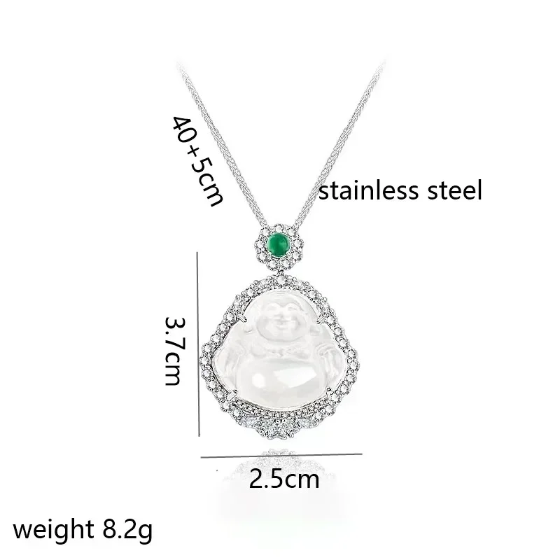1012025newA ожерелье из титановой стали с бриллиантами и прозрачным льдом Будды для женщин, универсальная и легкая роскошная цепочка на ключицу