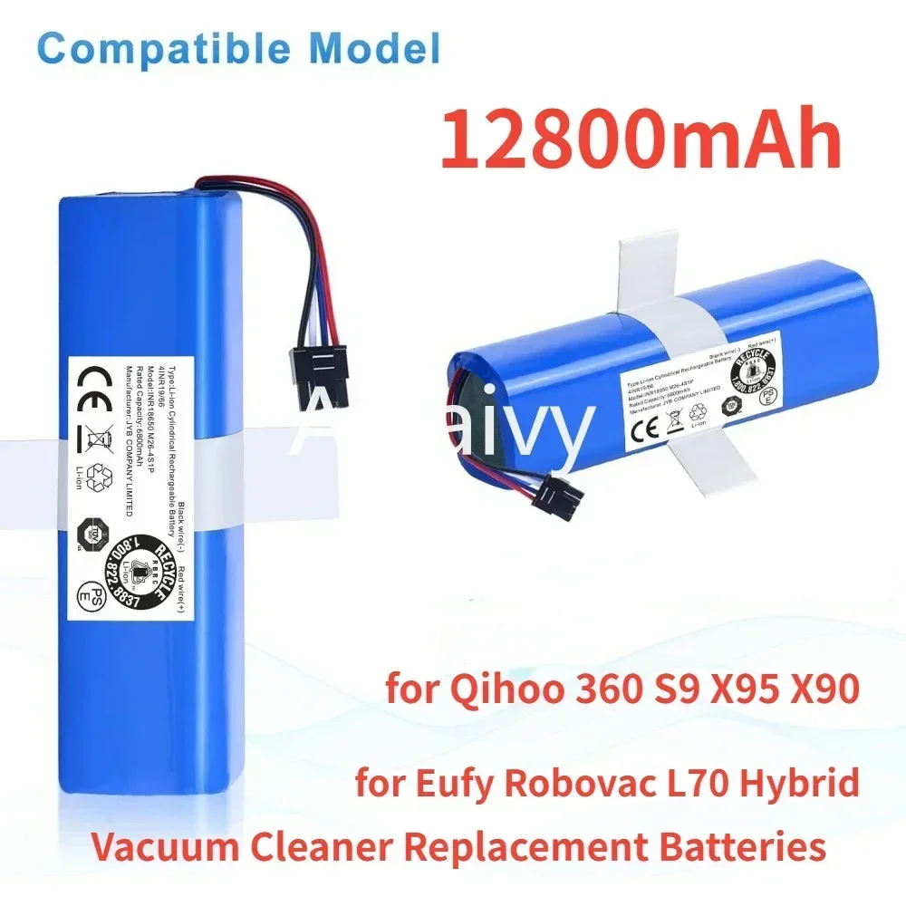 14.4V 12800mAh Replacement for Qihoo 360 S9 X95 X90 Eufy Robovac L70 L10 Hybrid T2190 Robot Vacuum Cleaner 18650 Battery pack