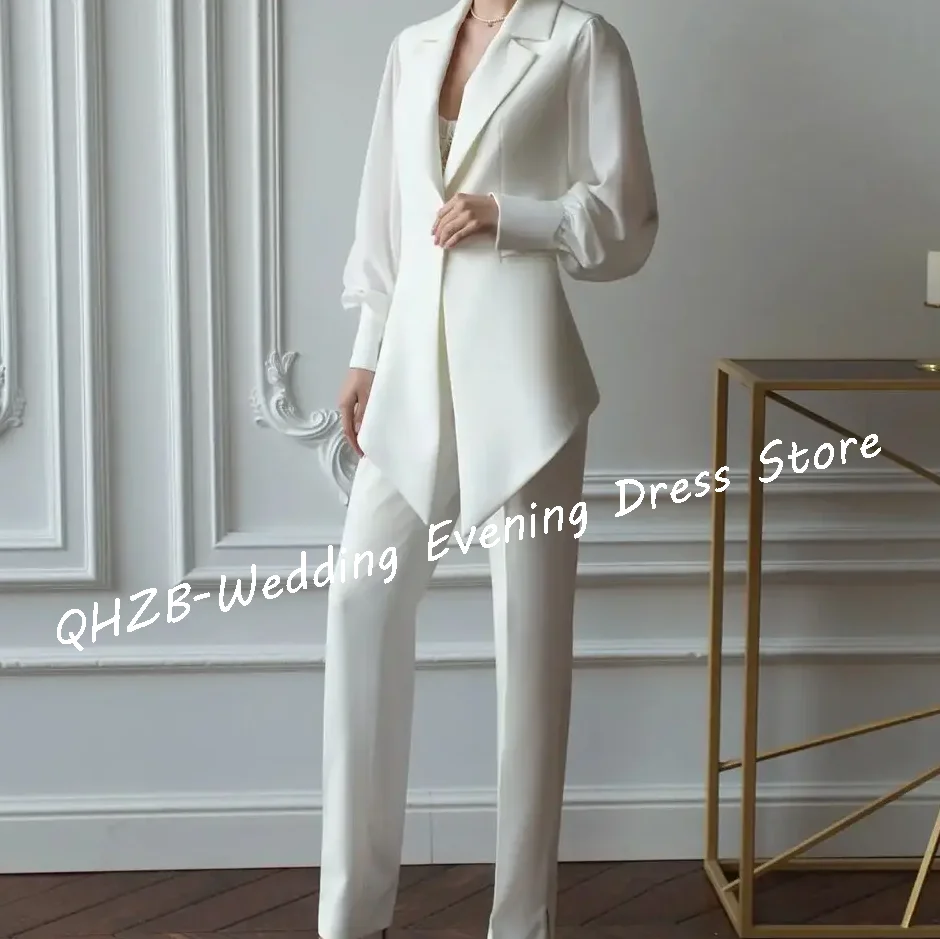 Abiti da sera formali in pizzo con applicazioni in raso classico con scollo a V Pantaloni da donna personalizzati