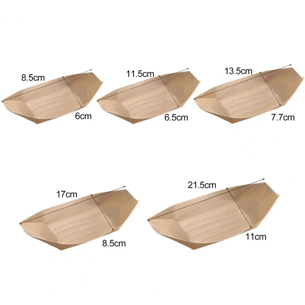 100Pcs Sushi Serving Boat Japanese Style Solid Wood Disposable Dessert Salad Appetizer Food Serving Plate Tray Kitchen Supplies