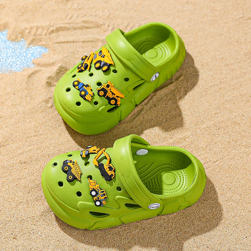 

Children Shoes Baby Boys Slippers Cartoon Excavator Print Clogs Summer Breathable Soft Indoor Sports Boy Slippers Free Shipping
