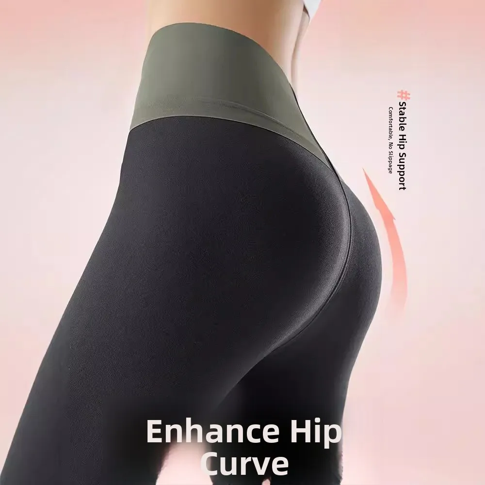 

Брюки для йоги с высокой талией на подкладке, осень-зима, новые обтягивающие брюки из коровьей кожи, подтягивающие живот