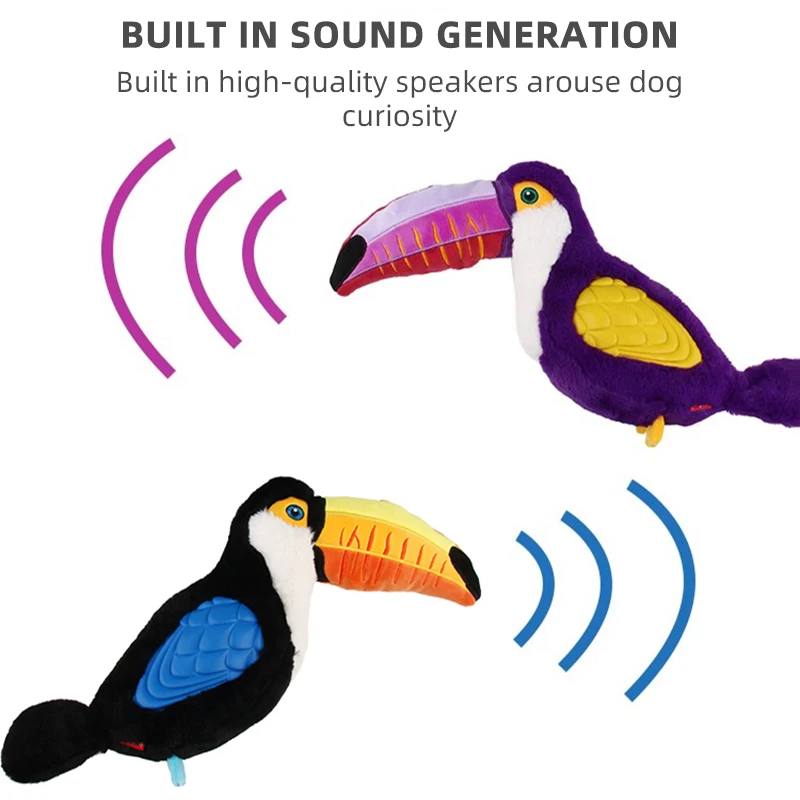 GiGwi Dogs Toy Jungle Toucan Series Toys with Simulated Plush Interactive Soundmaking Toys for Washable Dog Durable Chew Pet Toy