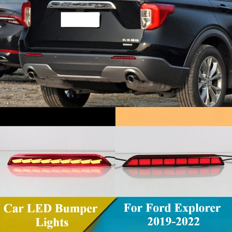 

For Ford Explorer 2019 2020 2021 2022 1 Pair Car LED Bumper Lights Rear Fog Lamp Braking Light Dynamic Turn Signal Reflector