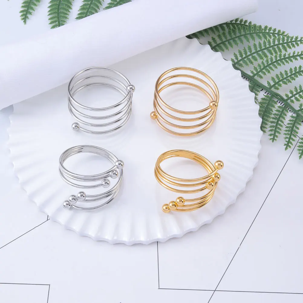 

8 Pcs Festival Napkin Rings Rings Metal Spiral Buckles Black Table Decor Accessories Festive Kitchen Barware Dining
