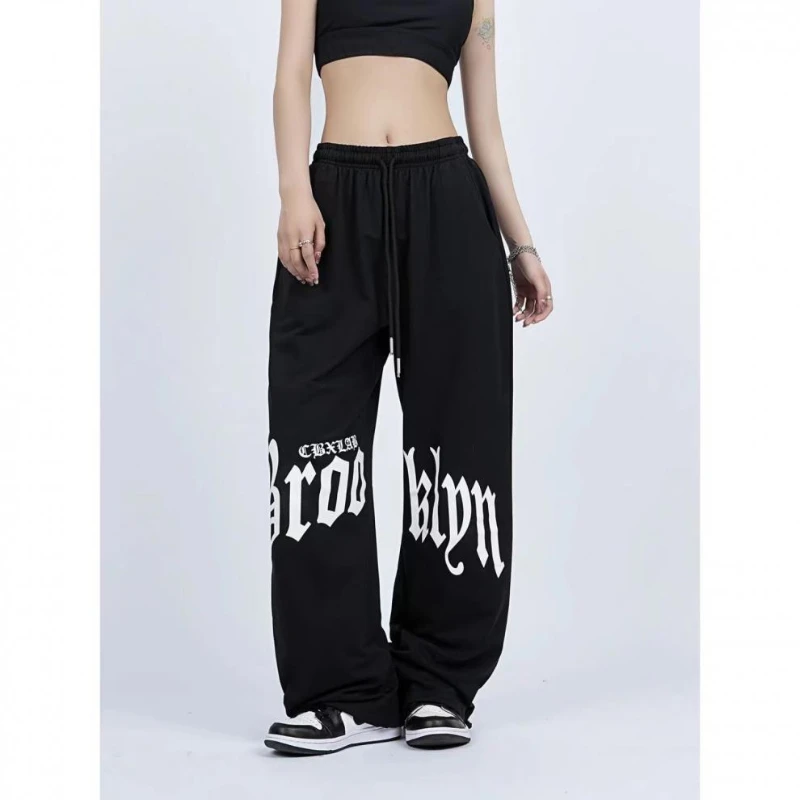 2024 Spring/Summer Drawstring American Sports Pants High Street Tie Feet Cargo Pants Loose Streetwear Jazz Dance Pants