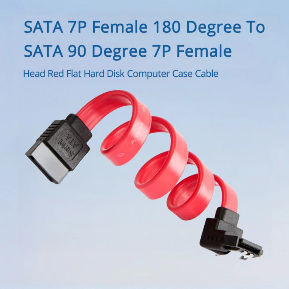 SATA 7Pメス 180度 - SATA 90度 7Pメス ヘッド レッド フラット ハードディスク コンピューターケース ケーブル 長さ 0.2M 0.3M 0.5M 1M