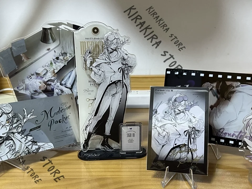 Reverso: 1999 bolso de medicina três standees estatueta placa de pé cartão postal bilhete laser cartão transparente duplo flash crachá