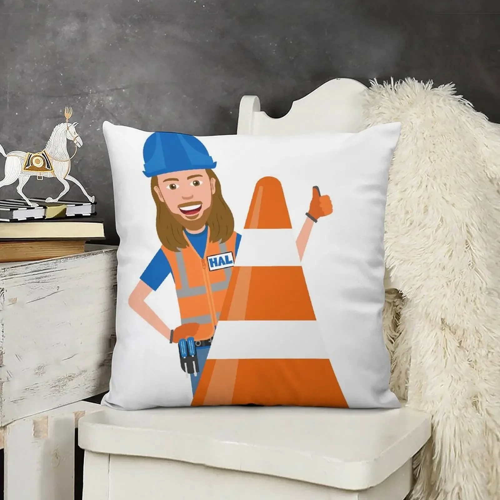 

Safety Cone First - Handyman Hal Throw Pillow Christmas Pillow Cases autumn pillowcase pillow