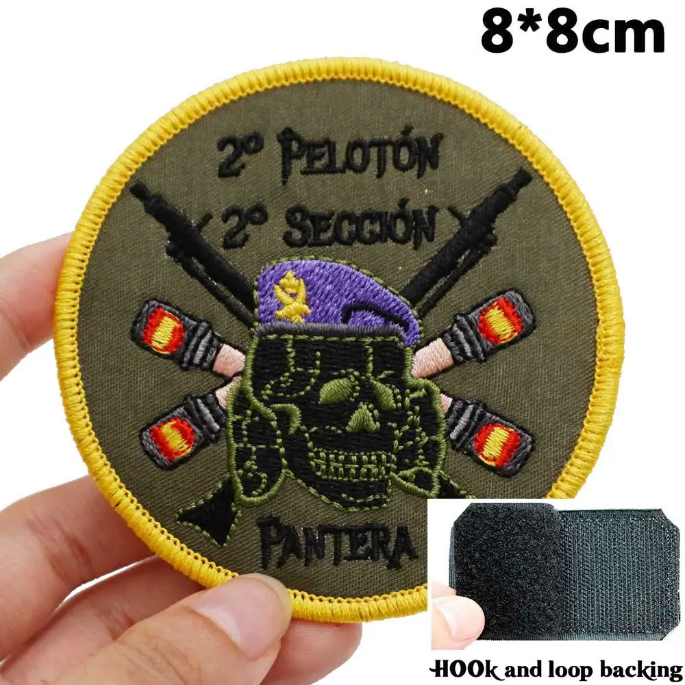 spain army peloton 2 seccion pantera Tactical Embroidery Patch for Backpacks and Clothing military Accessories with Hook backing