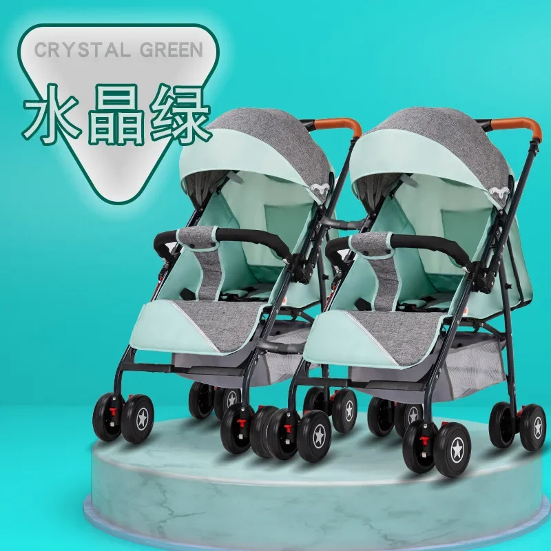 Twin Baby Stroller Light High Landscape Portable Can Sit, Lie Down, Split Two Baby Strollers Can Be Folded  Double Stroller