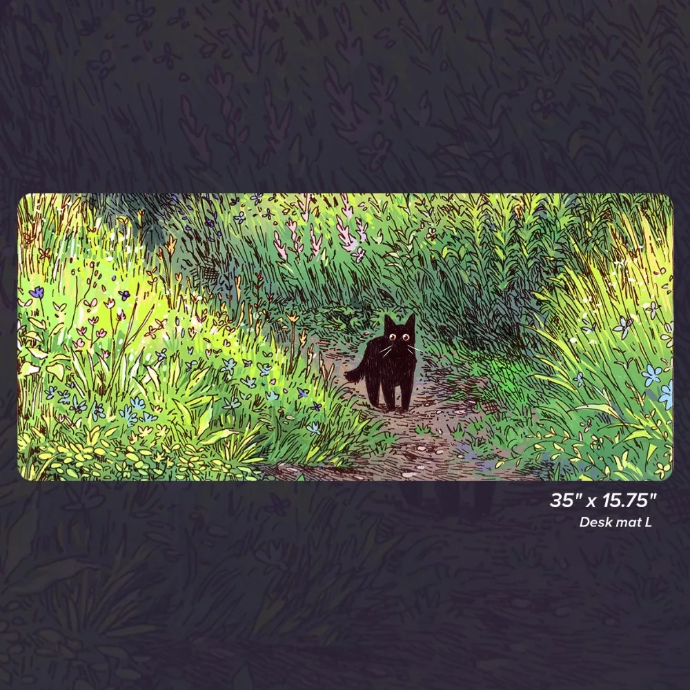 BlackCat Forest by Inudi Playmat Cottagecore Desk Mat Sizes Nature-Inspired TCG Fantasy Gaming Gift alfombrillas para escritorio
