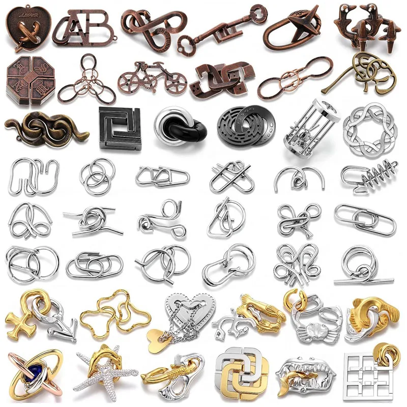 Variety Brain Teaser Puzzle Games Metal Take Apart Disentanglement Educational Toys Logic Training IQ Challenge For Adults &Kids