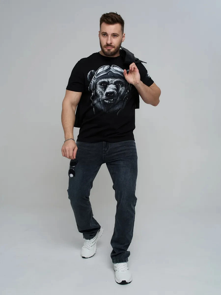 New 2026 Men's Pure Cotton T-Shirt a cool  minimalist animal graphic print offers a casual stylish look  loose crew neck