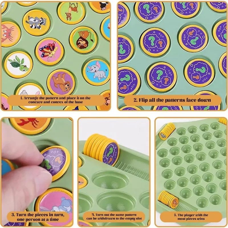 لعبة لـ 2-4 أشخاص لعبة شطرنج للأطفال ألعاب فكرية ممتعة مراقبة وتركيز تدريب شطرنج على شكل حيوانات #3