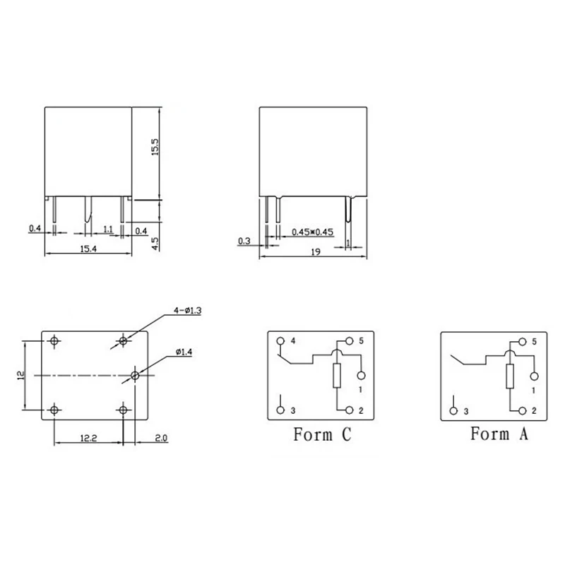 SRD-12VDC-SL-C tipo PCB de 5 pines, relé de potencia de 12V CC, T73-12V, lote de 5 unidades