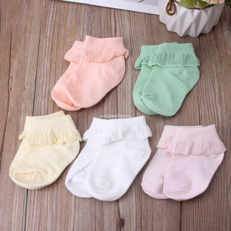 Skin-friendly Baby Sock Pleated Ruffle Newborn Kids Short Socks for Girls Solid Color Elastic Winter Warm Infant Socks