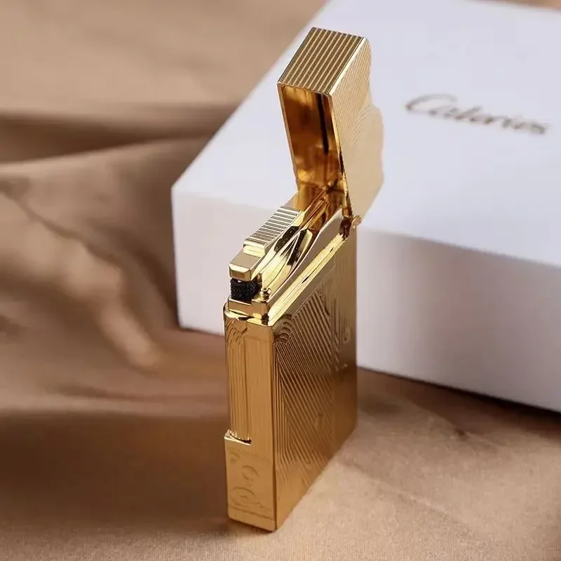 Gold Sleep Mermaid Pattern Vintage Lighter Cigarette Smoking Gas Lighters Classic Sound Metal Lighters Fire Men Collection