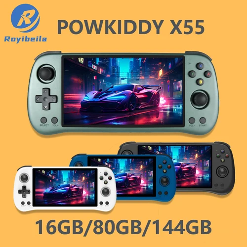 Consola de juegos portátil Retro X55, pantalla HD de 5,5 pulgadas, batería de gran capacidad de 4000 mAh, sistema de código abierto RK3566, regalo para niños
