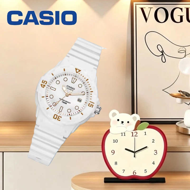 Casio LRW‑200H‑7E  Watch, White Resin Strap, 100M Water Resistant Sport Casual Ladies Wrist Watch For Student Daily Wear
