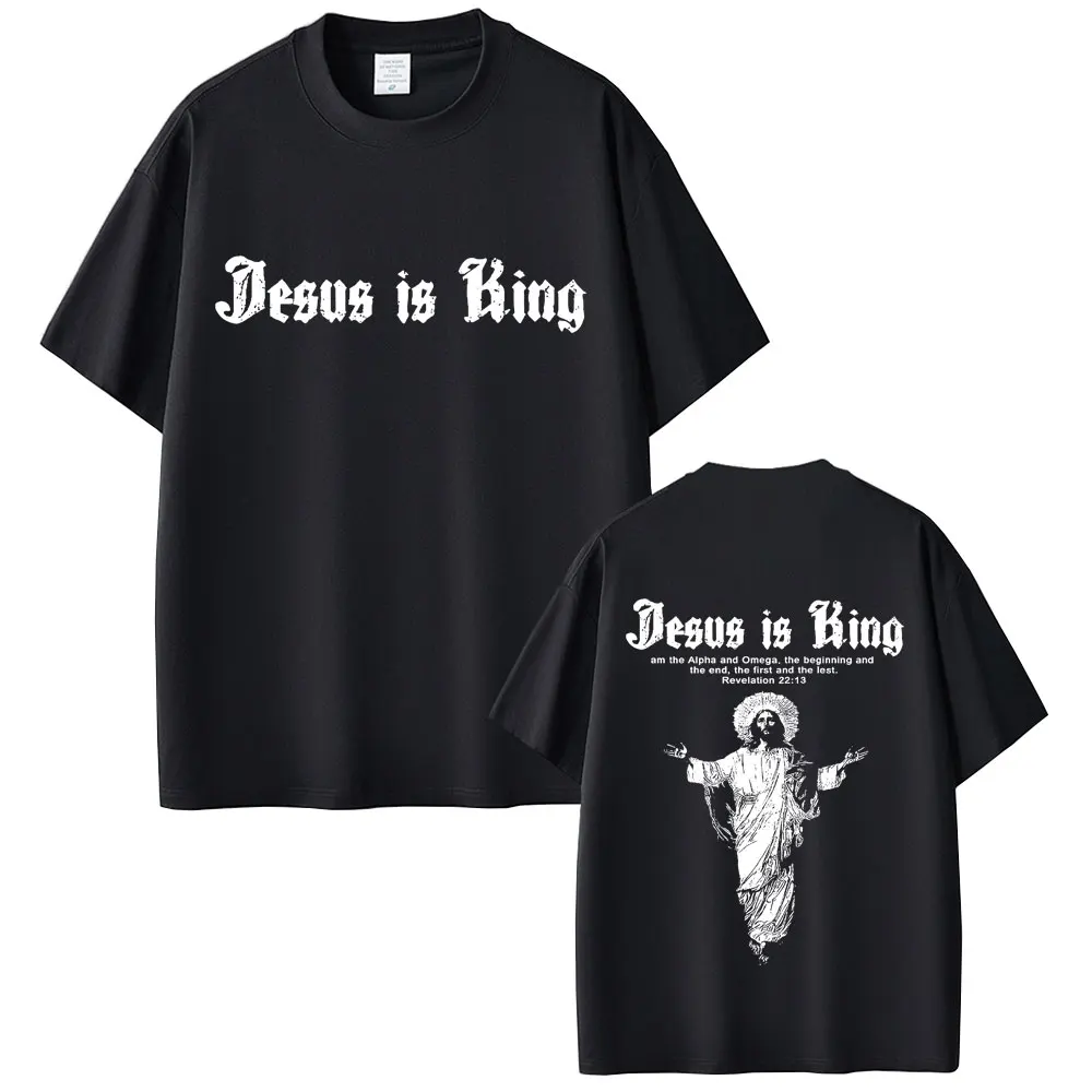 Jesus Is King Graphic T-shirt Christian Religious Short Sleeve T-shirts Summer Men Women Fashion Gothic Rock T Shirt Streetwear