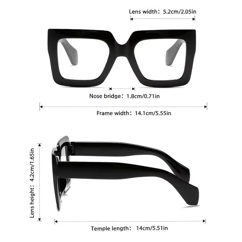 1-teilige geometrische Retro-Brille für Damen mit transparenten Gläsern, geeignet für den Alltag im Alltag, Lesen, Dekoration und Geschenk – Detail 5