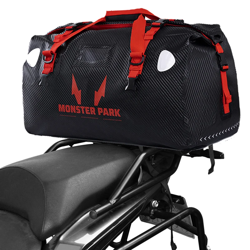 MONSTER PARK Motorcycle Waterproof Tail Bags High Capacity Riding Motocross PVC Bag Multi-functional Durable Rear Moto Seat Bags